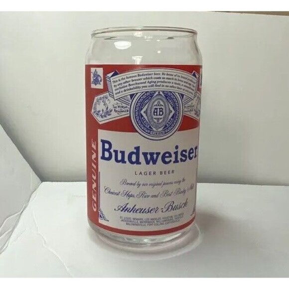 Vintage Anheuser Busch Budweiser Lager Beer Logo Glass Cup 5 inch Faded Appliqué - Picture 3 of 10